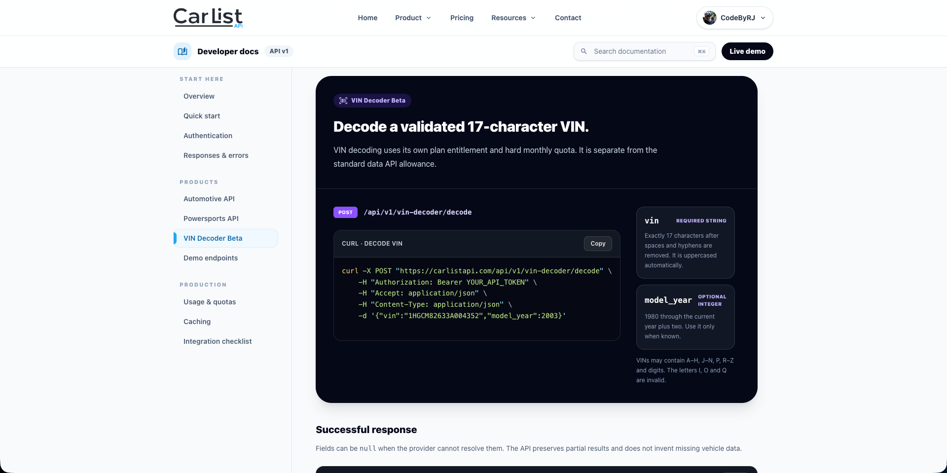 CarListAPI — vin_decoder